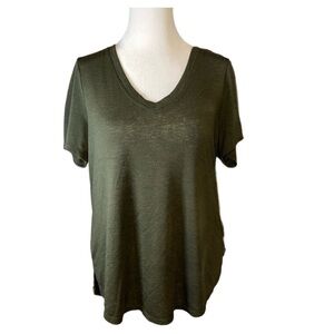 Athleta Dark Khaki Green Short Sleeve Tee – Size XL – Excellent Used Condition